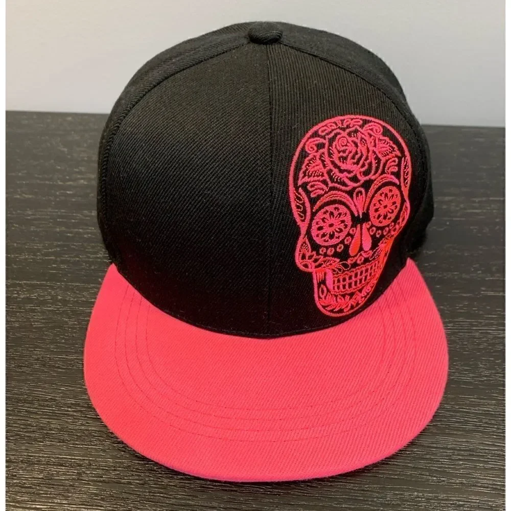Six Flags Dia De Muertos Pink Skull Cap …